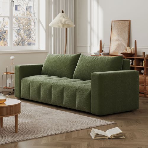 Canterbury - Canapé Convertible 3 Places Avec Coffre En Bouclette Vert