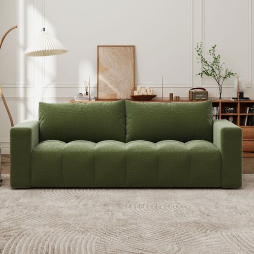 Canterbury - Canapé Convertible 3 Places Avec Coffre En Bouclette Vert