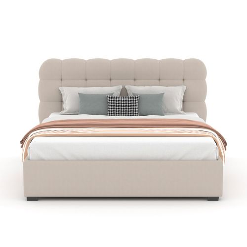 Dallas - Lit Nuage Avec Coffre De Rangement 140x190cm En Velours Beige