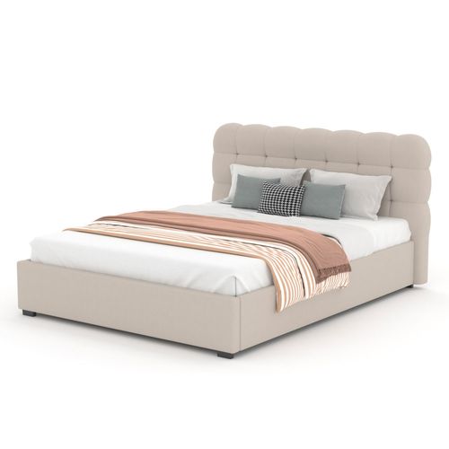Dallas - Lit Nuage Avec Coffre De Rangement 160x200cm En Velours Beige