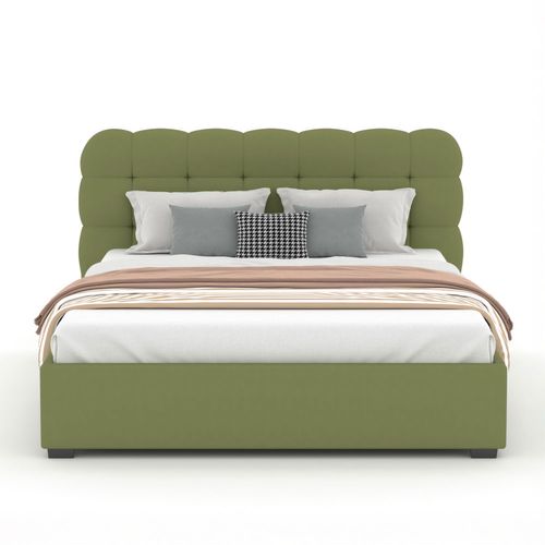 Dallas - Lit Nuage Avec Coffre De Rangement 160x200cm En Velours Vert