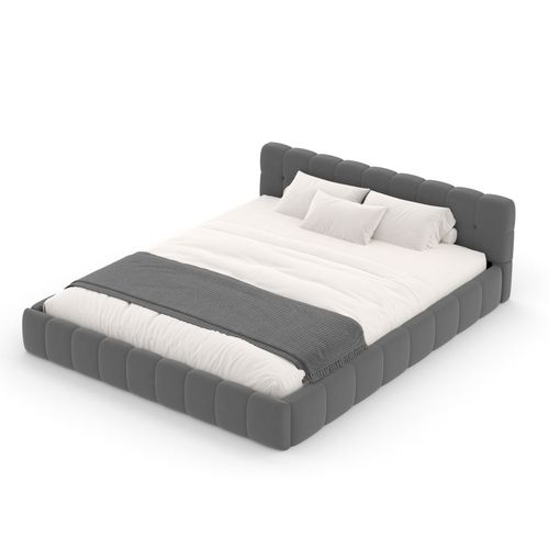 Kansas - Lit Nuage 140x190cm En Velours Gris