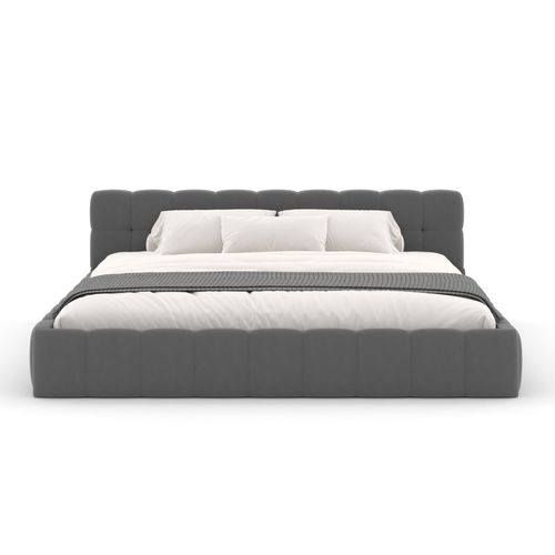 Kansas - Lit Nuage 160x200cm En Velours Gris