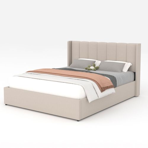 Arlington - Lit Design Avec Coffre De Rangement 160x200cm En Velours Beige