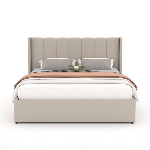 Arlington - Lit Design Avec Coffre De Rangement 160x200cm En Velours Beige