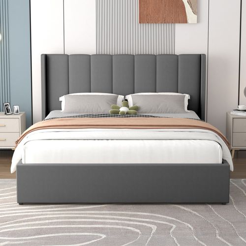 Arlington - Lit Design Avec Coffre De Rangement 140x190cm En Velours Gris