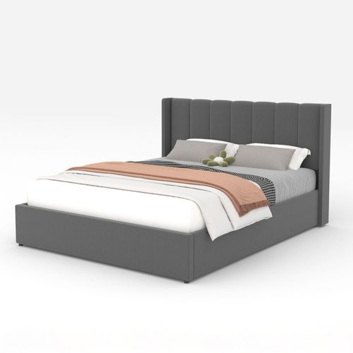 Arlington - Lit Design Avec Coffre De Rangement 140x190cm En Velours Gris