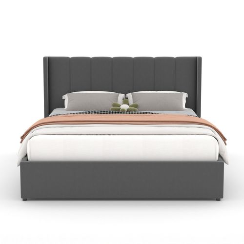 Arlington - Lit Design Avec Coffre De Rangement 140x190cm En Velours Gris