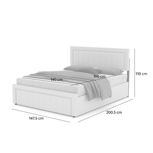 Nashville - Lit Contemporain Avec Coffre De Rangement 140x190cm En Velours Beige