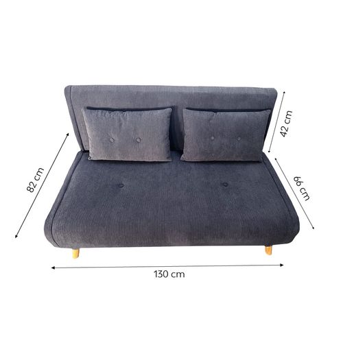 Ennis - Canapé Convertible En Velours Côtelé Gris 2 Places