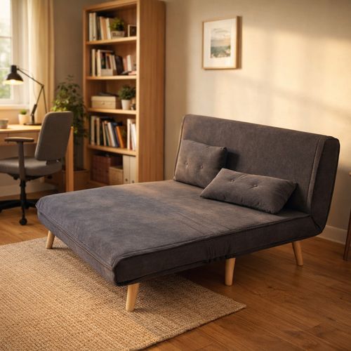 Ennis - Canapé Convertible En Velours Côtelé Gris 2 Places