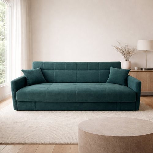 Adare - Canapé Convertible Avec Coffre En Velours Côtelé Vert 3 Places