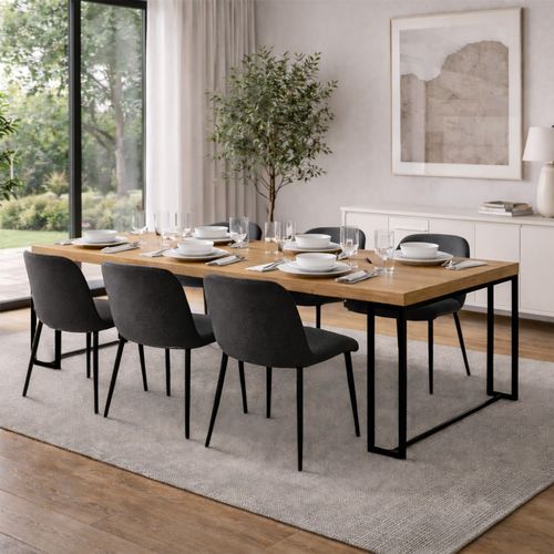 Kama - Table Console Extensible 10-12 Personnes Effet Bois 300cm