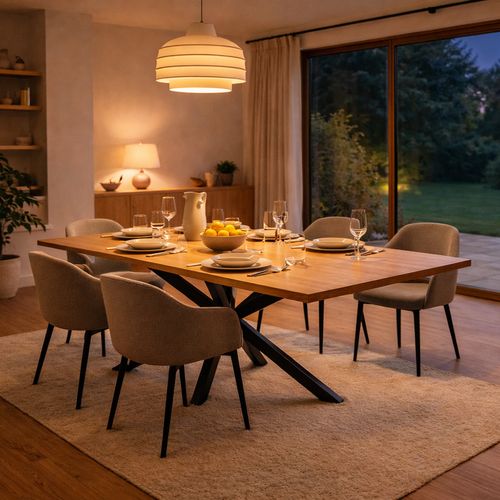 Bria - Table Extensible 8-10 Personnes Effet Bois 235cm