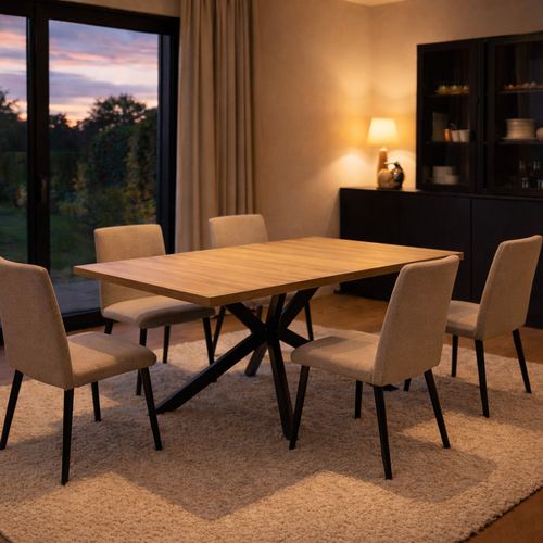 Hinga - Table Extensible 8 Personnes Effet Bois 200cm