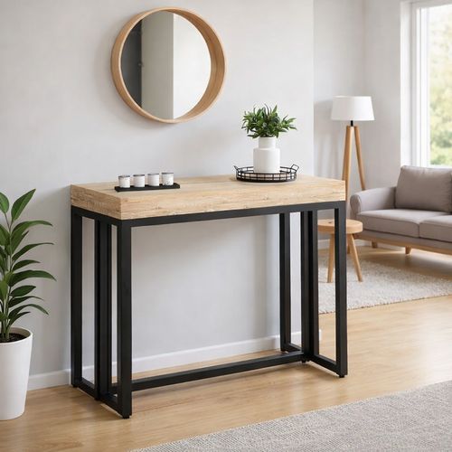 Vella - Table Console Extensible 8-10 Personnes Effet Bois 235cm