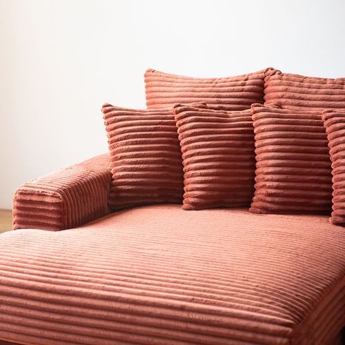 Cardiff - Canapé D'angle 3/4 Places Assise Profonde En Velours Côtelé Terracotta