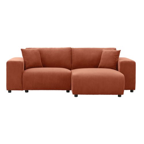 Aberdeen - Canapé D'angle Modulable 3 Places En Velours Côtelé Terracotta