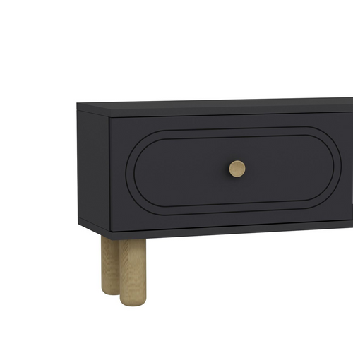 Fyri - Meuble TV Avec Cheminée LED 150cm Gris Anthracite