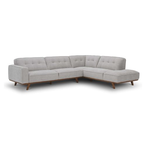 York - Canapé D'angle Design En Tissu Gris 5/6 Places Angle Droit