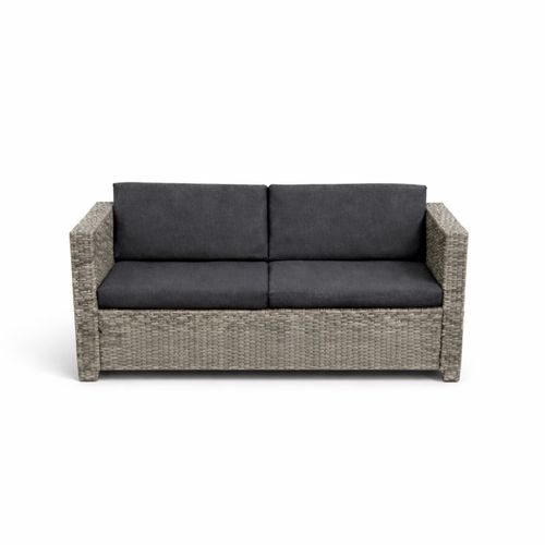 Socotra - Salon De Jardin 4 Places En Résine Tressée Gris Et Noir