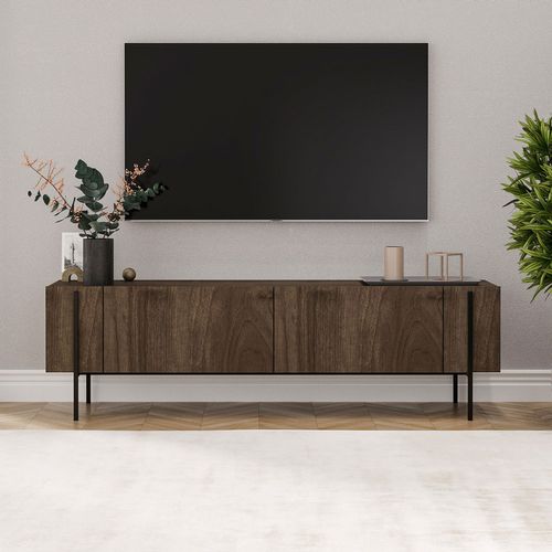 Freno - Meuble TV Avec Placards Aspect Noyer 160cm