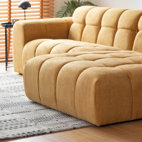 Salford - Canapé D'angle 3/4 Places Nuage En Velours Moutarde