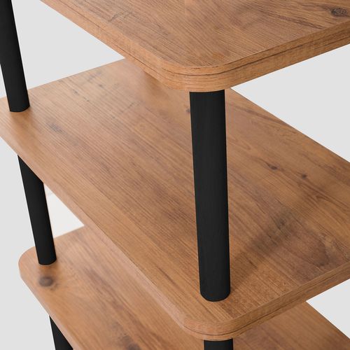 Sofie - Étagère Design Basse Noir Et Bois 180 Cm