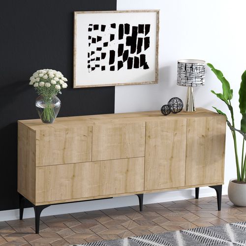 Nilo - Buffet Design 5 Portes Couleur Chêne – 150 Cm