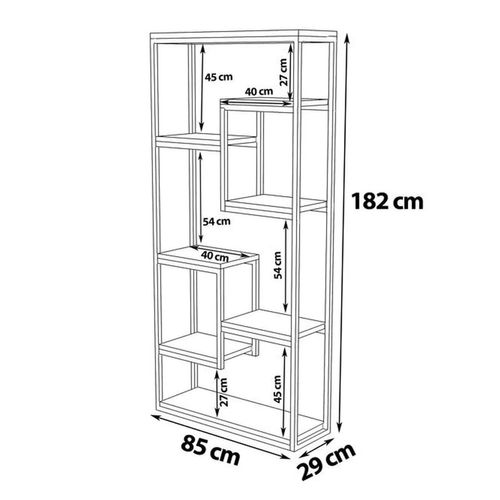 Lopa - Étagère Haute Style Industriel Noyer Et Noir - 182 Cm
