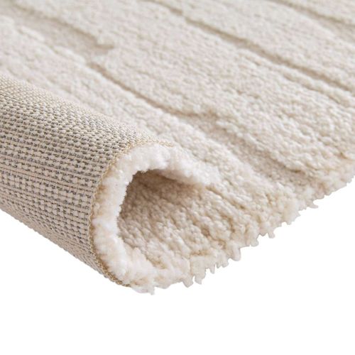 Tapis Salon Crème Moderne à Relief Doux Texturé 160x230