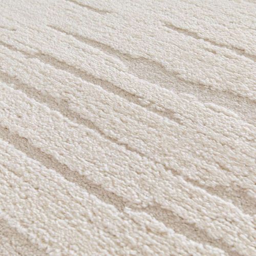 Tapis Salon Crème Moderne à Relief Doux Texturé 160x230