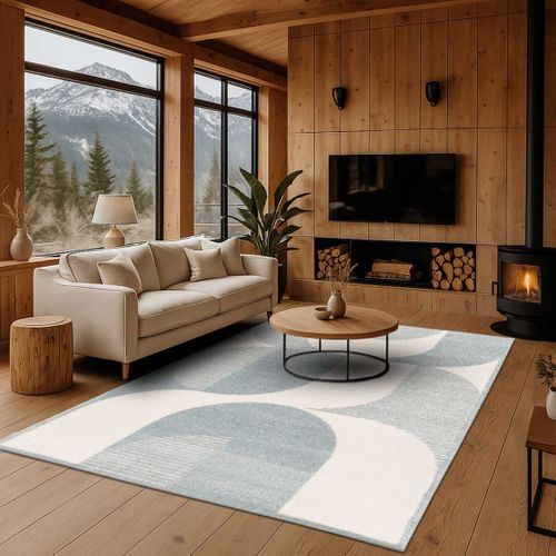 Tapis Salon à Reliefs Doux à Relief Géométrique Bleu 160x230