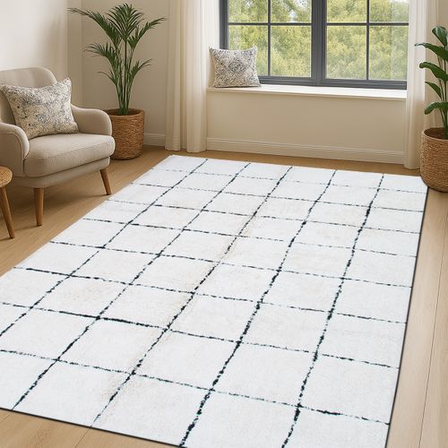 Tapis Salon Lavable Berbère En Coton Beige 160x220 - Style Bohème