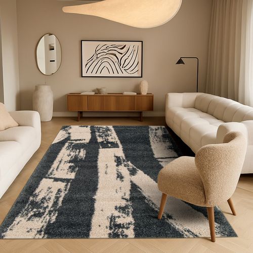Tapis Salon Shaggy Moderne Doux Gris Anthracite 160x230