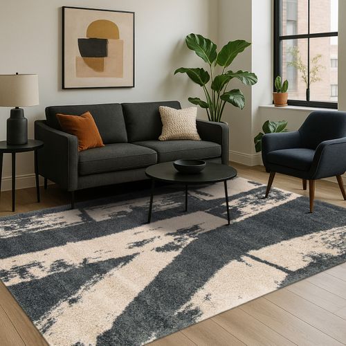 Tapis Salon Shaggy Moderne Doux Gris Anthracite 160x230