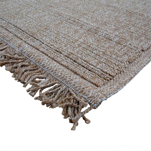 Tapis Salon Aspect Jute Motif Rayures Beige 160x230