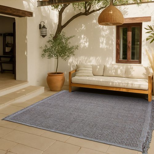 Tapis Salon Aspect Jute Motif Rayures Beige 160x230