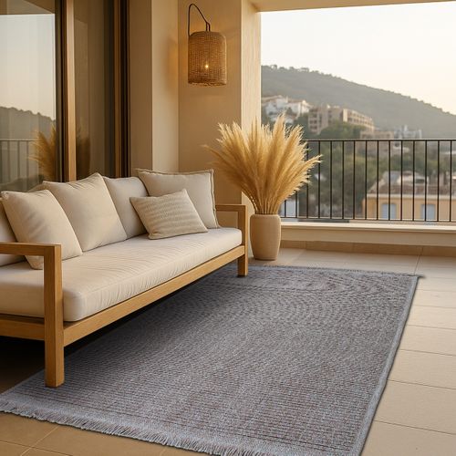 Tapis Salon Aspect Jute Motif Rayures Beige 160x230