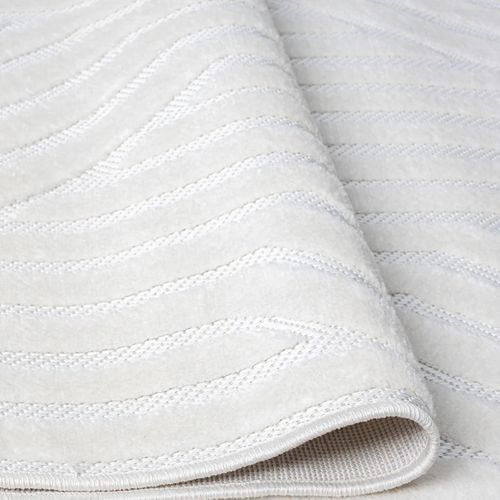 Tapis Salon à Relief Géométriques Moderne Blanc 160x230