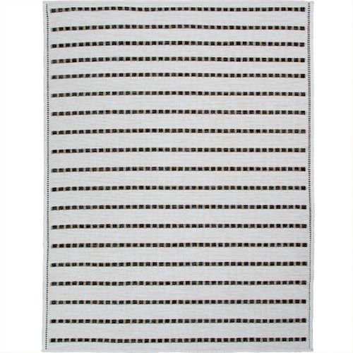 Tapis Salon Aspect Jute  Rayures Noires Blanches 190x290