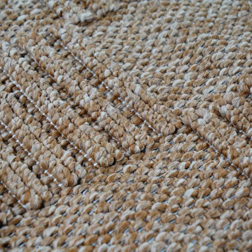 Tapis Salon Damier Aspect Jute Beige 190x290