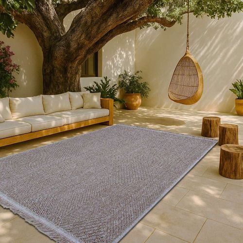 Tapis Salon Aspect Jute Losanges Beige 190x290