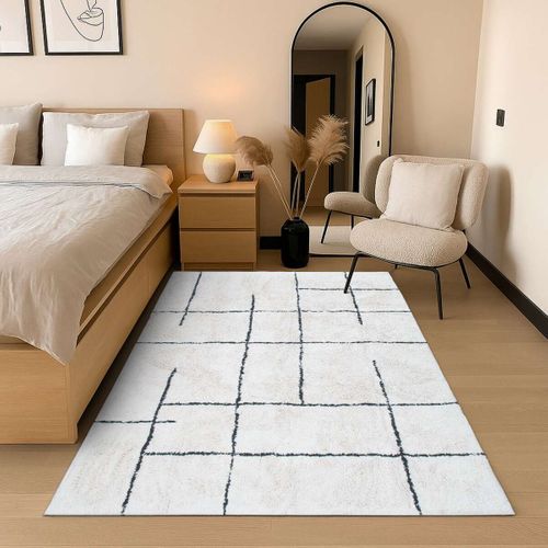 Tapis Salon Lavable Berbère En Coton Écru 200x300 - Style Bohème
