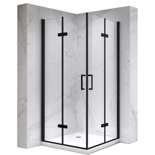 Cabine De Douche H180 80x120cm +receveur, 2 Portes Pliantes Pivotantes Atéa-black