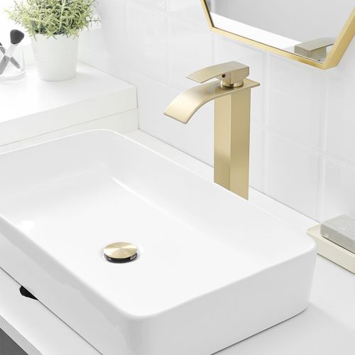 Robinet Mitigeur Haut Bec Cascade Tibre Or Brossé