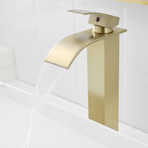 Robinet Mitigeur Haut Bec Cascade Tibre Or Brossé