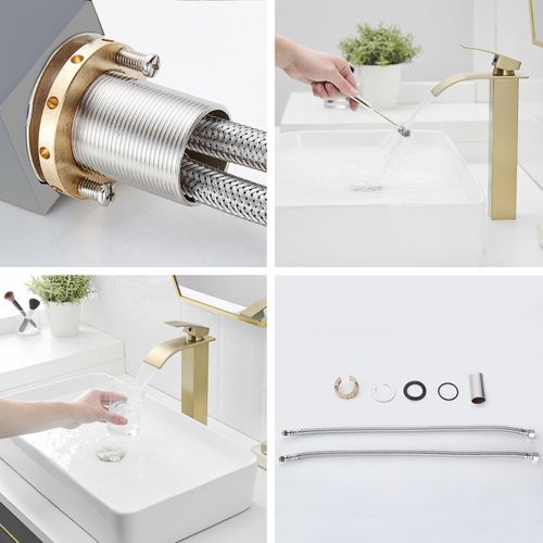 Robinet Mitigeur Haut Bec Cascade Tibre Or Brossé