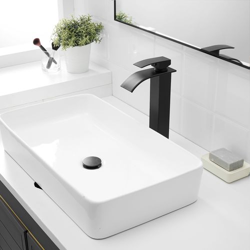 Robinet Mitigeur Haut Bec Cascade Tibre Noir Chromé