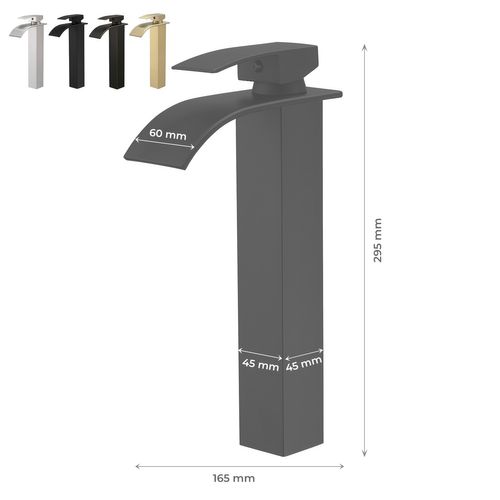 Robinet Mitigeur Haut Bec Cascade Tibre Noir Chromé